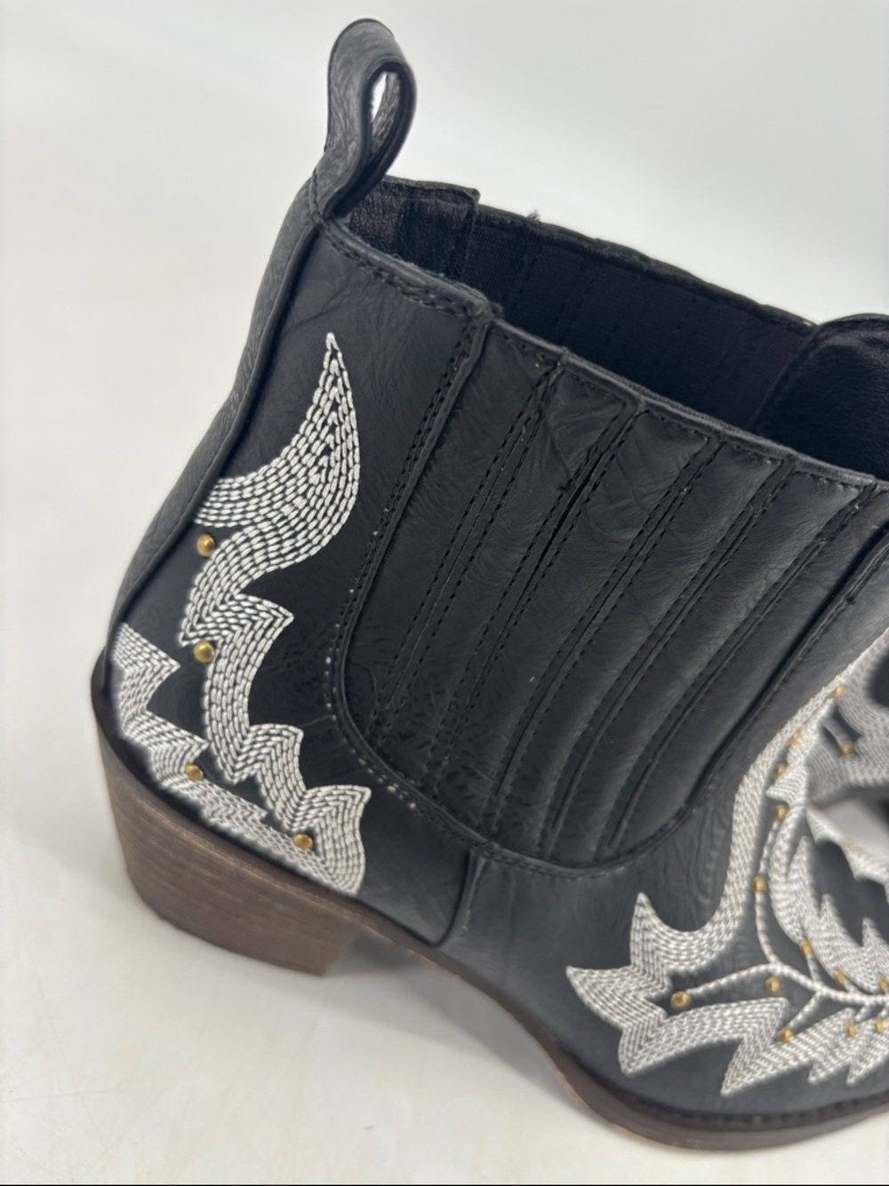 Liberty Simone Leather Embroidered Western Cowgirl Booties Ankle Boots - Picture 10 of 14